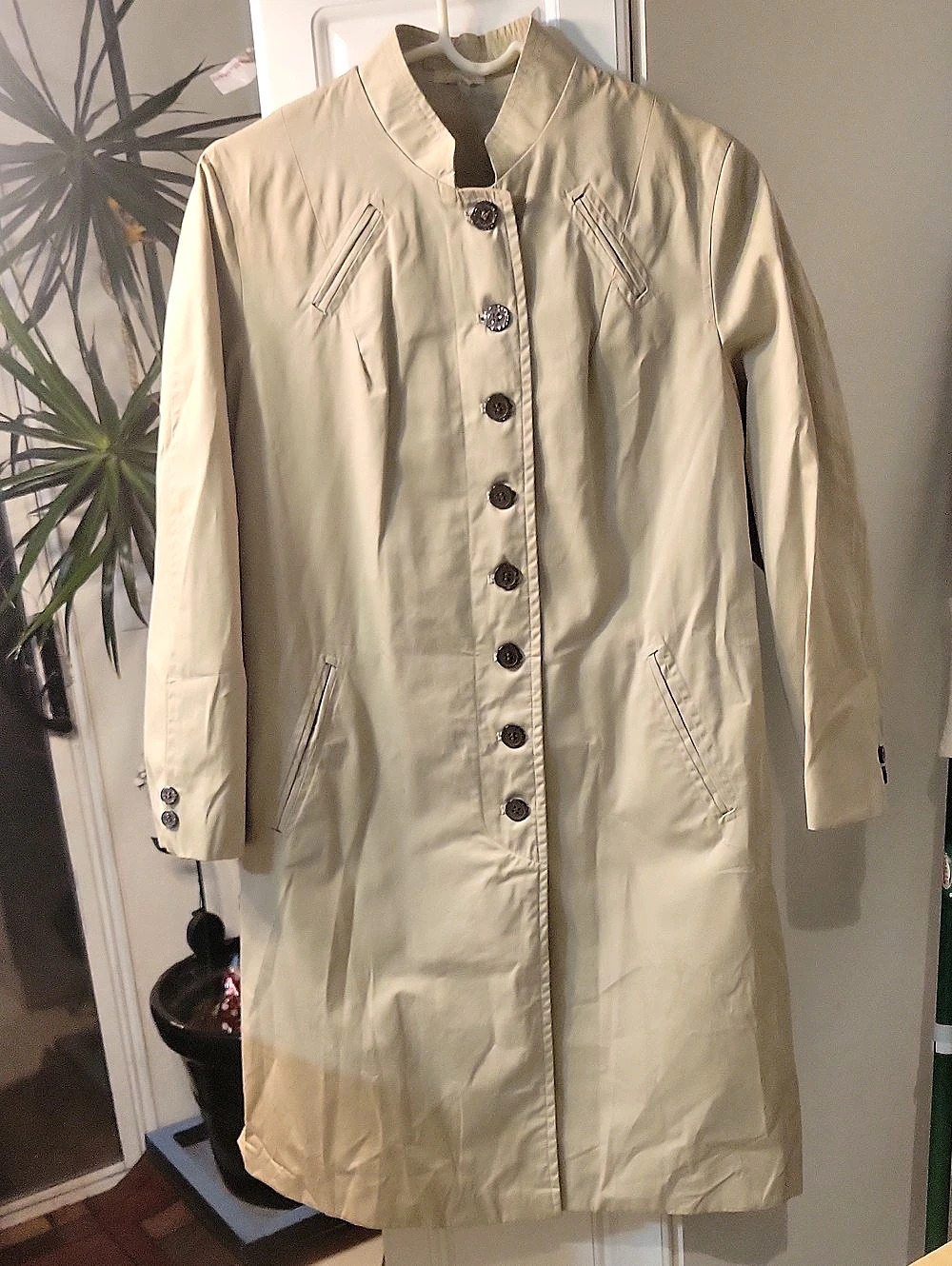 Made in Japan Women's Cream Button-Front Coat Size 14P Vintage
